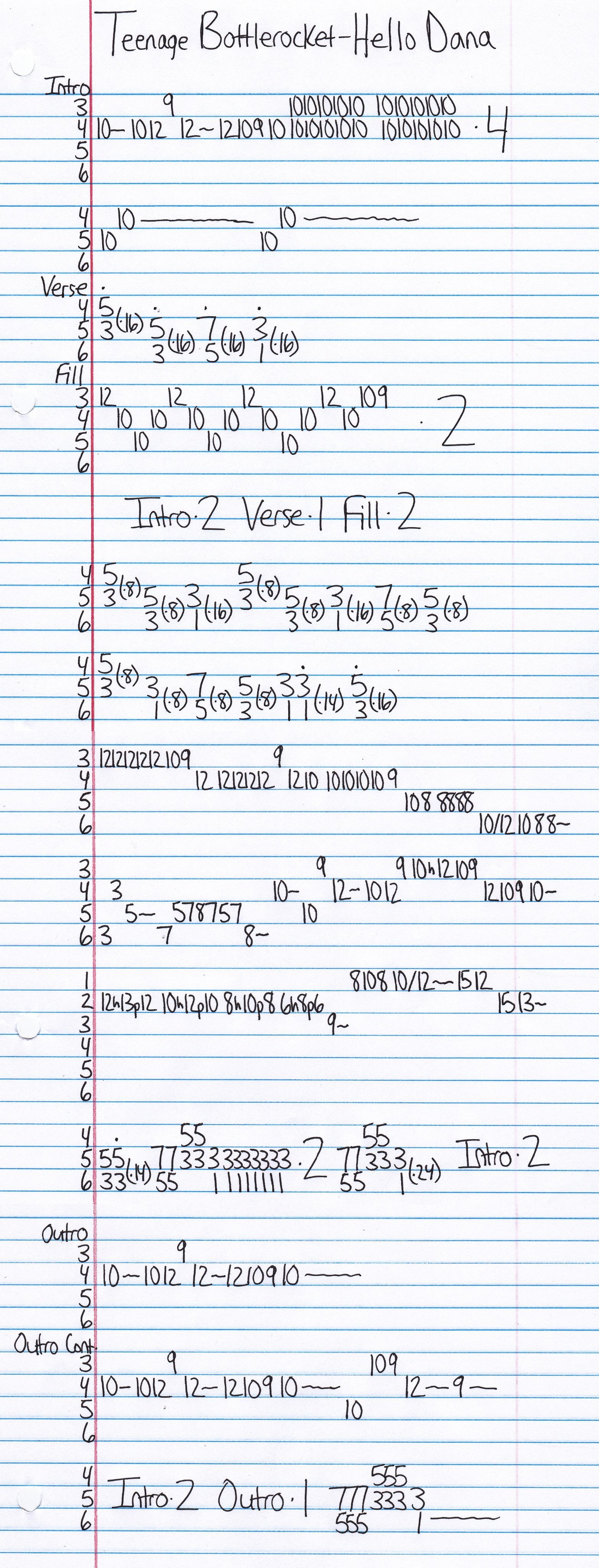 High quality guitar tab for Hello Dana by Teenage Bottlerocket off of the album Sick Sesh. ***Complete and accurate guitar tab!***